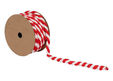 Cinta de cuerda rayada, 3 m de largo, roja y blanca - 208235