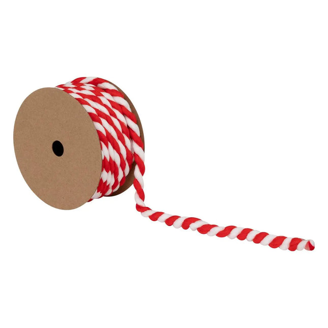Cinta de cuerda rayada, 3 m de largo, roja y blanca - 208235