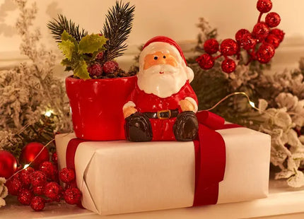 Planta en maceta de Papá Noel y muñeco de nieve. Altura: 13 cm - 208345
