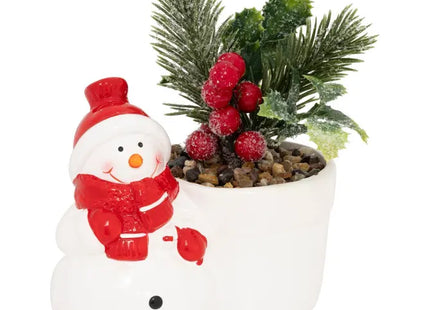 Planta en maceta de Papá Noel y muñeco de nieve. Altura: 13 cm - 208345