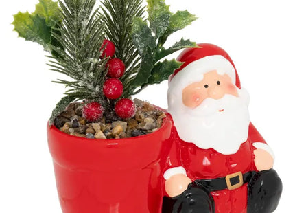 Planta en maceta de Papá Noel y muñeco de nieve. Altura: 13 cm - 208345