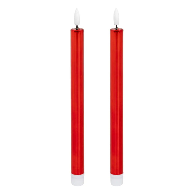 Juego de 2 velas LED con varilla metálica roja - 208426A