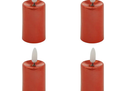 Juego de 4 velas votivas LED de metal rojo - 208427A