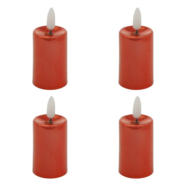 Juego de 4 velas votivas LED de metal rojo - 208427A