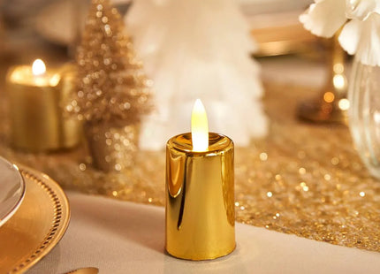 Juego de 4 velas votivas LED de metal dorado  - 208427B