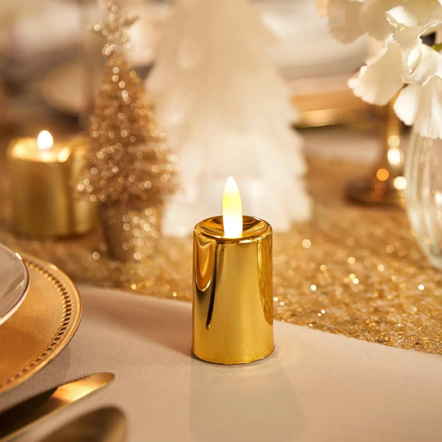 Juego de 4 velas votivas LED de metal dorado  - 208427B