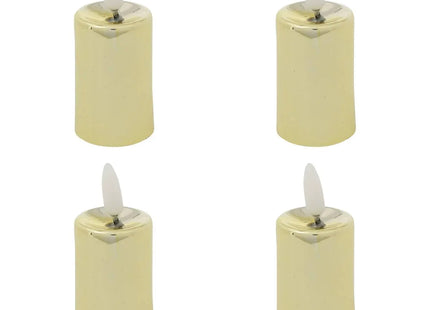 Juego de 4 velas votivas LED de metal dorado  - 208427B