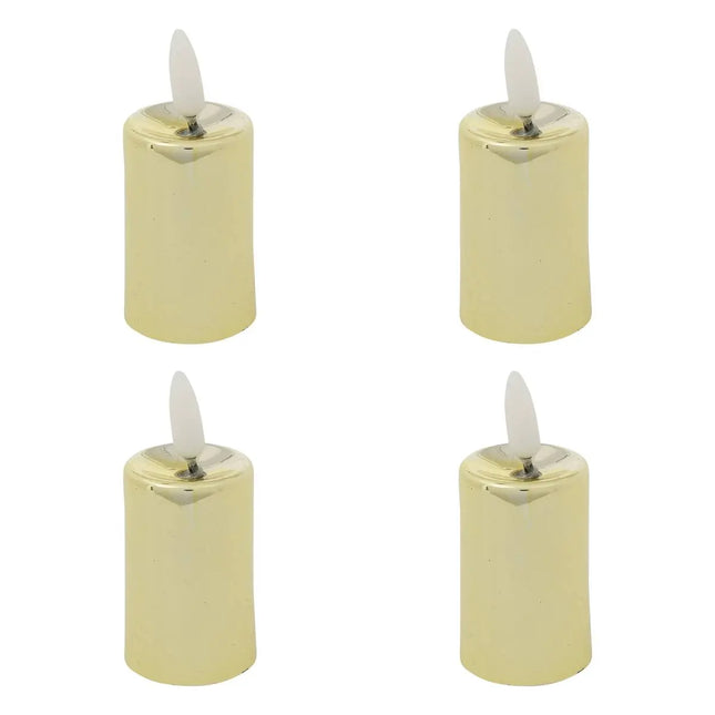 Juego de 4 velas votivas LED de metal dorado  - 208427B