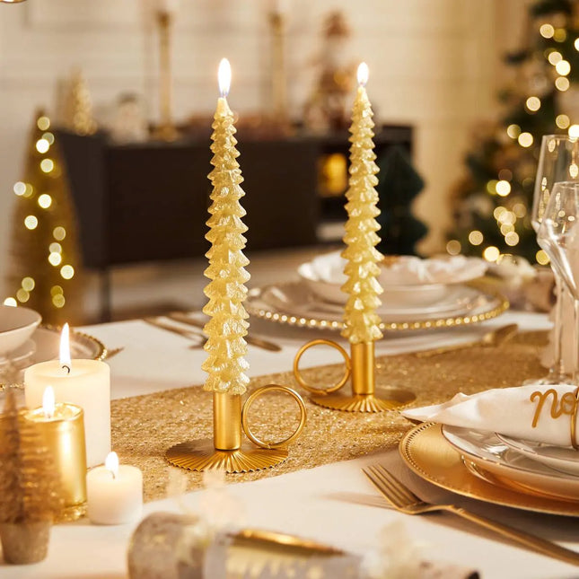 Juego de 2 velas de abeto dorado - 208429A