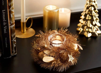 Portavelas de té de vidrio dorado natural  - 208433