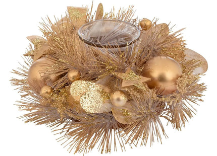 Portavelas de té de vidrio dorado natural  - 208433