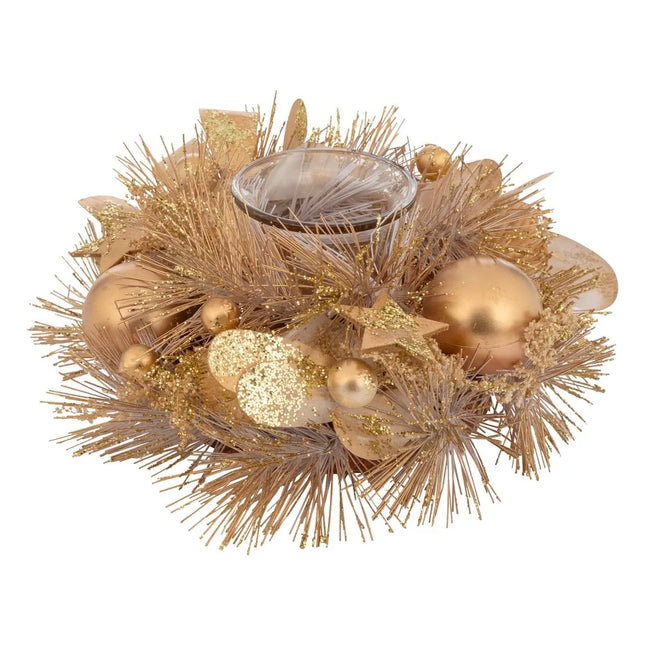 Portavelas de té de vidrio dorado natural  - 208433