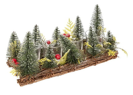 Candelero con decoración de abeto y 4 portavelas - 208437