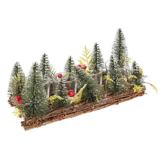 Candelero con decoración de abeto y 4 portavelas - 208437