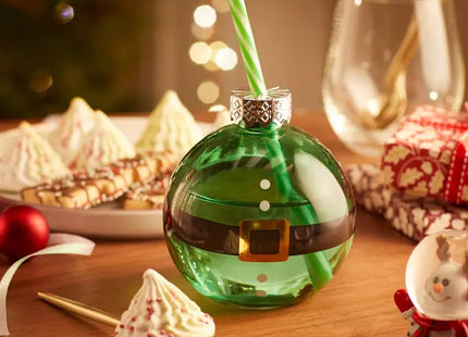 Vaso a juego con forma de bola de Navidad y pajita - 2 modelos - 208439