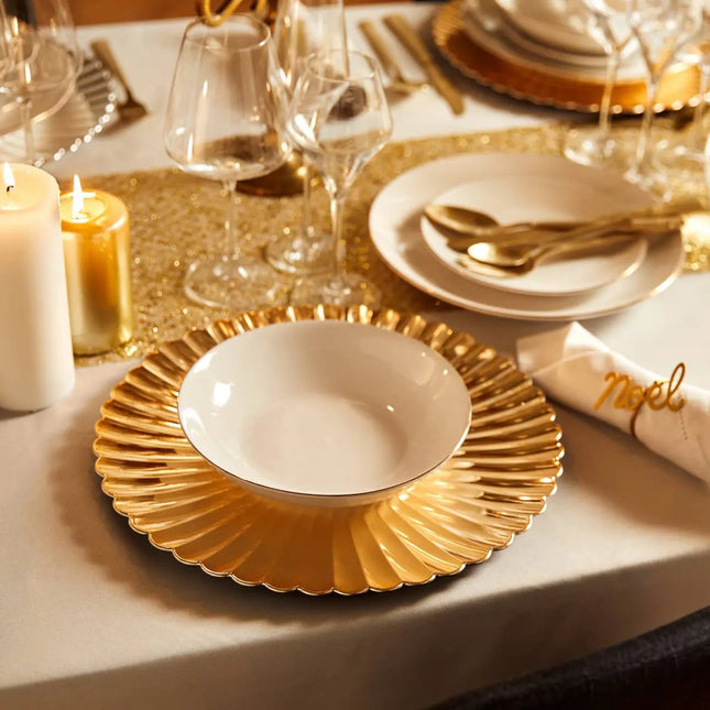Plato de presentación de concha D33cm dorado - 208445B