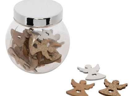 TARRO DE MADERA CON ÁNGELES DORADOS ACC X24 - 208466