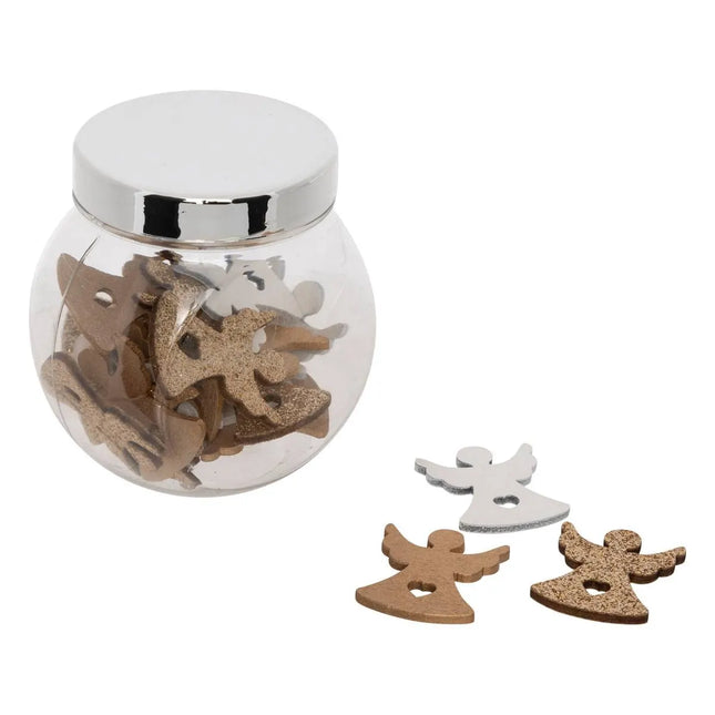 TARRO DE MADERA CON ÁNGELES DORADOS ACC X24 - 208466