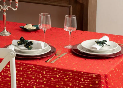 Mantel de terciopelo con estampado de estrellas, 140x240cm, rojo - 208484A