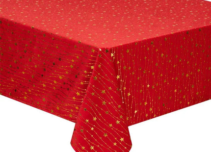 Mantel de terciopelo con estampado de estrellas, 140x240cm, rojo - 208484A