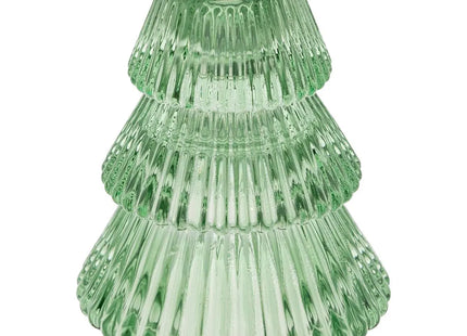 Portavelas en forma de abeto A10cm vidrio verde - 208500