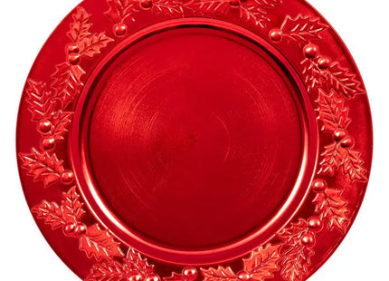 Plato de presentación D.33cm acebo rojo - 208510A