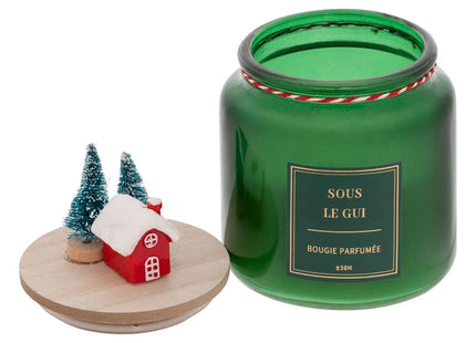 Vela perfumada con tapa decorada navideña 300gr - 208545