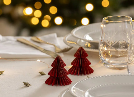 Juego de 2 caminos de mesa con forma de árbol de papel rojo - 208551A