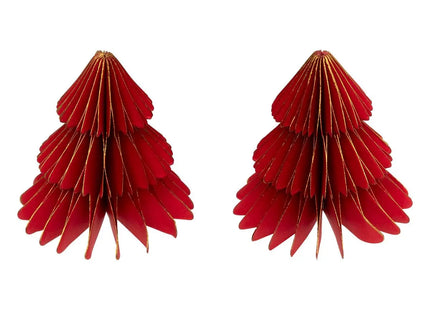 Juego de 2 caminos de mesa con forma de árbol de papel rojo - 208551A