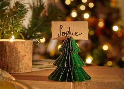 Juego de 2 caminos de mesa con forma de árbol de papel verde - 208551C