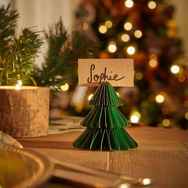 Juego de 2 caminos de mesa con forma de árbol de papel verde - 208551C