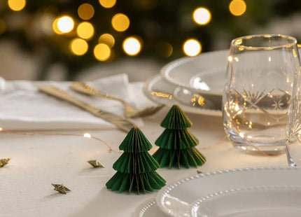 Juego de 2 caminos de mesa con forma de árbol de papel verde - 208551C