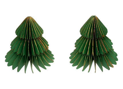 Juego de 2 caminos de mesa con forma de árbol de papel verde - 208551C