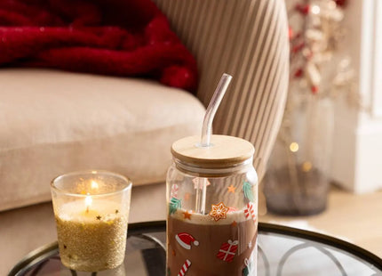 Vaso de vidrio con pajita 480ml - 208563