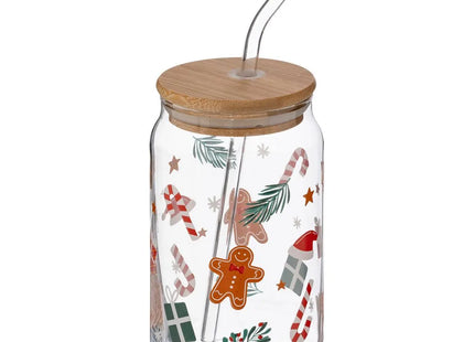 Vaso de vidrio con pajita 480ml - 208563