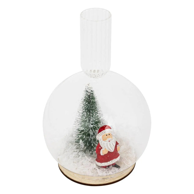 Portavelas bola de nieve, Papá Noel, 15 cm de alto - 208573