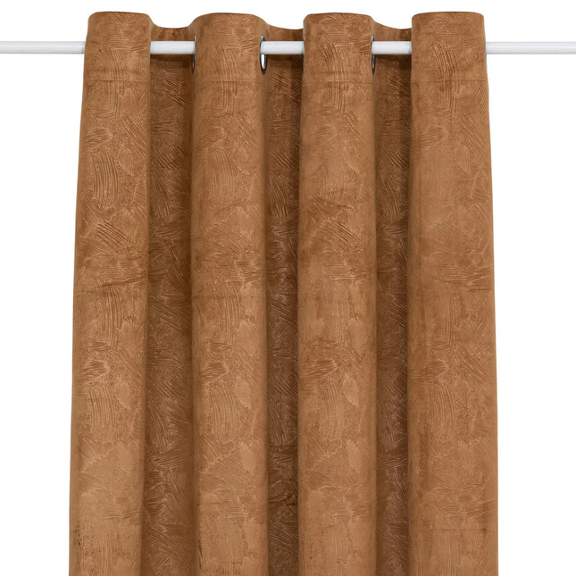 Cortina opaca "Fujo" efecto terciopelo canela 135x260cm -  209001A