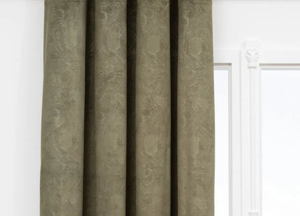 Cortina opaca "Fujo" efecto terciopelo verde caqui 135x260cm -  209001D