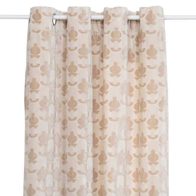 Cortina de lino y terciopelo jacquard "Luna" 140x260cm - 209012A