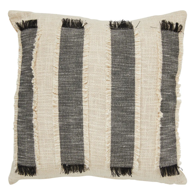 Almohada con flecos "Malakite" en blanco y negro de 50x50cm - 209057