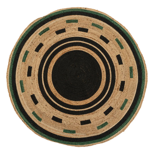 Alfombra de yute negra "Malakite" D120cm - 209063