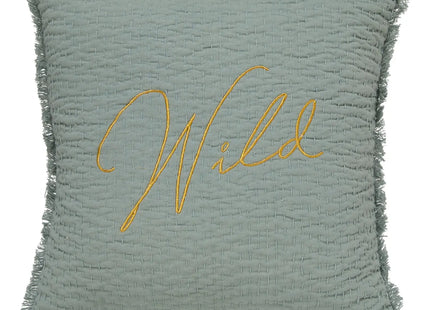 Almohada bordado "Wild" verde celadón 45x45cm - 209064A