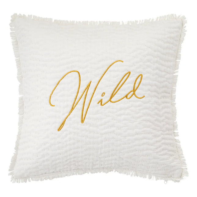 Almohada bordado "Wild" blanco 45x45cm - 209064B