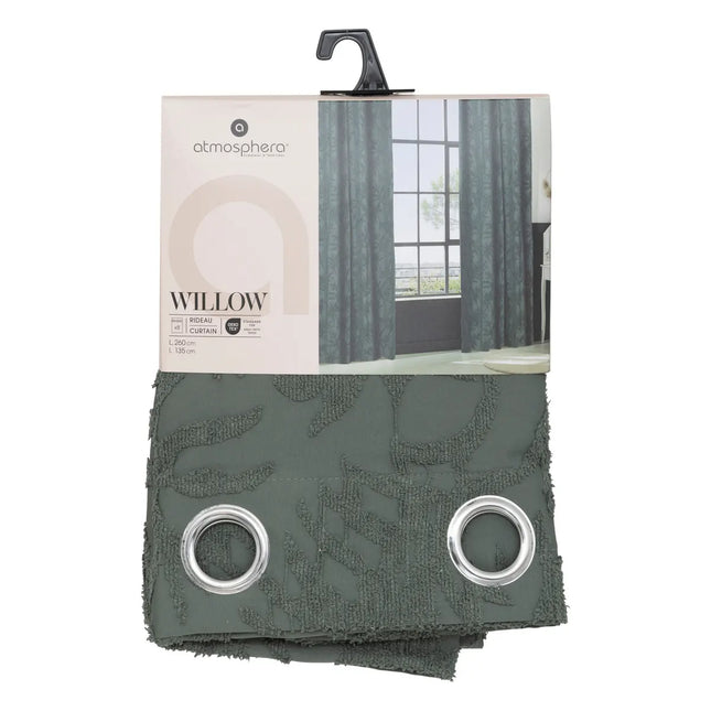 Cortina jacquard verde celadón "Willow" de 135x260cm -  209090C