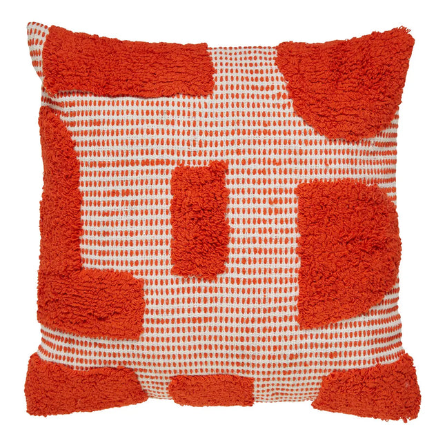 Almohada de algodón con mechones naranja "Amapola" 50x50cm - 209092A