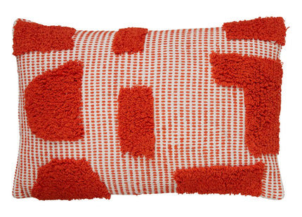 Almohada "Amapola" algodón naranja con mechones  58x38cm - 209093A