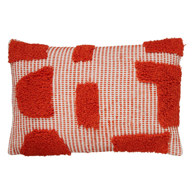 Almohada "Amapola" algodón naranja con mechones  58x38cm - 209093A