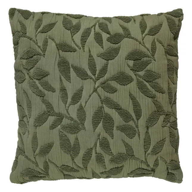 Almohada con motivo jacquard "Lehto" verde de algodón, 50x50cm - 209104B