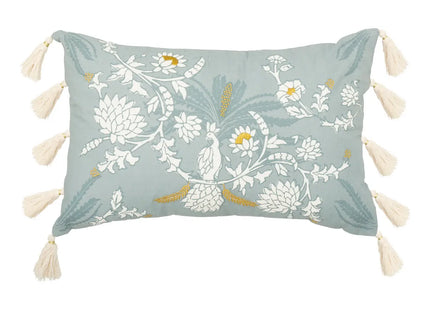 Almohada bordado "Wild" verde celadón 58x38cm - 209106