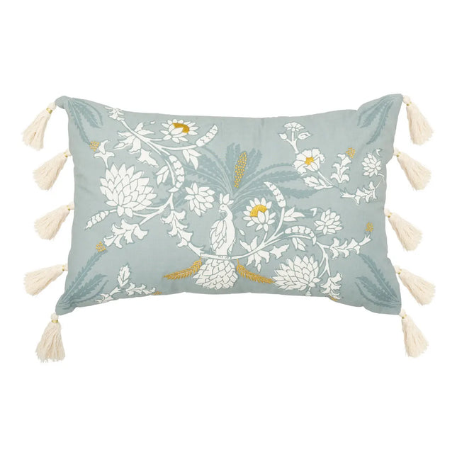 Almohada bordado "Wild" verde celadón 58x38cm - 209106